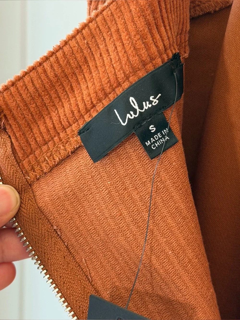 NWT Lulus Corduroy Overalls Small Burnt Orange Adjustable Strap Tie Waist Fall
